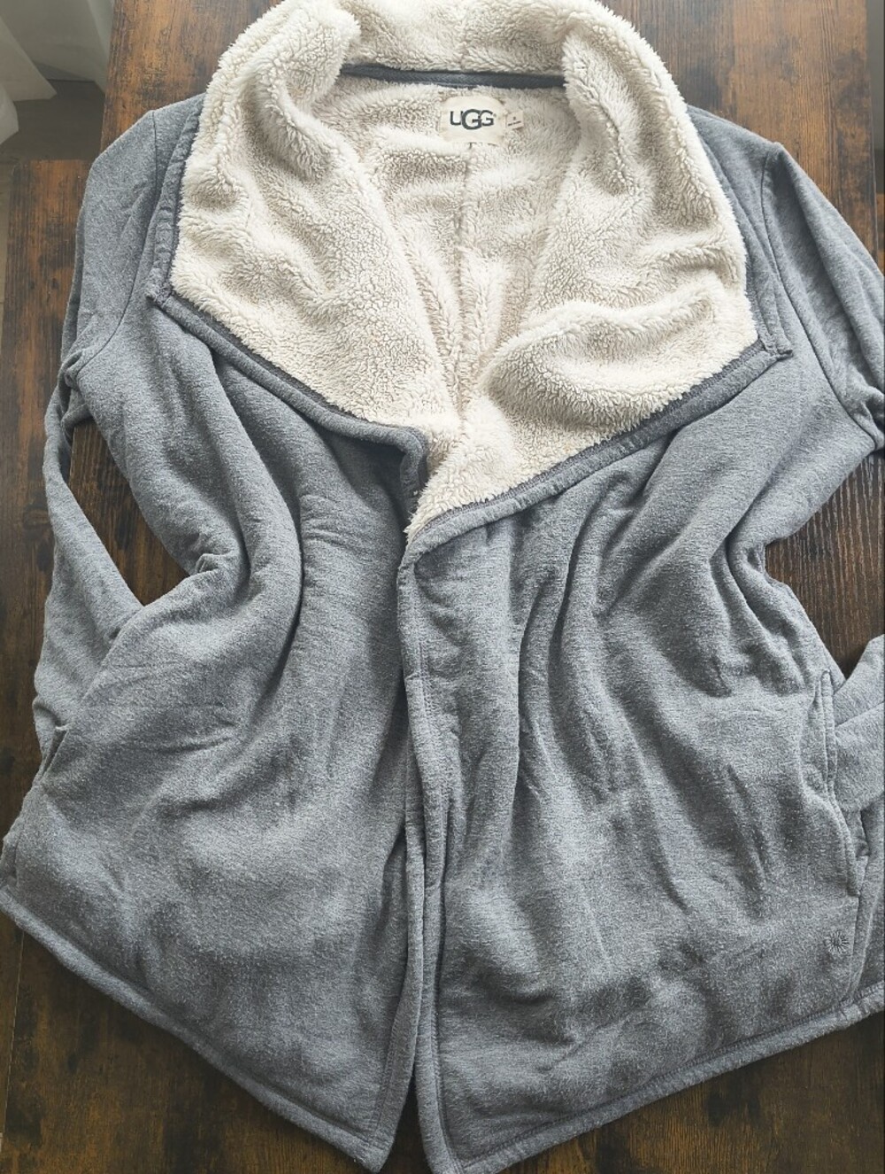 UGG Women's Gray Sherpa-Lined Open Front Jacket